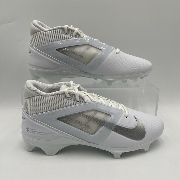 Mens Size 10 Nike Alpha Menace 4 Pro White Metallic Silver Football FD7037 101 - Picture 1 of 5